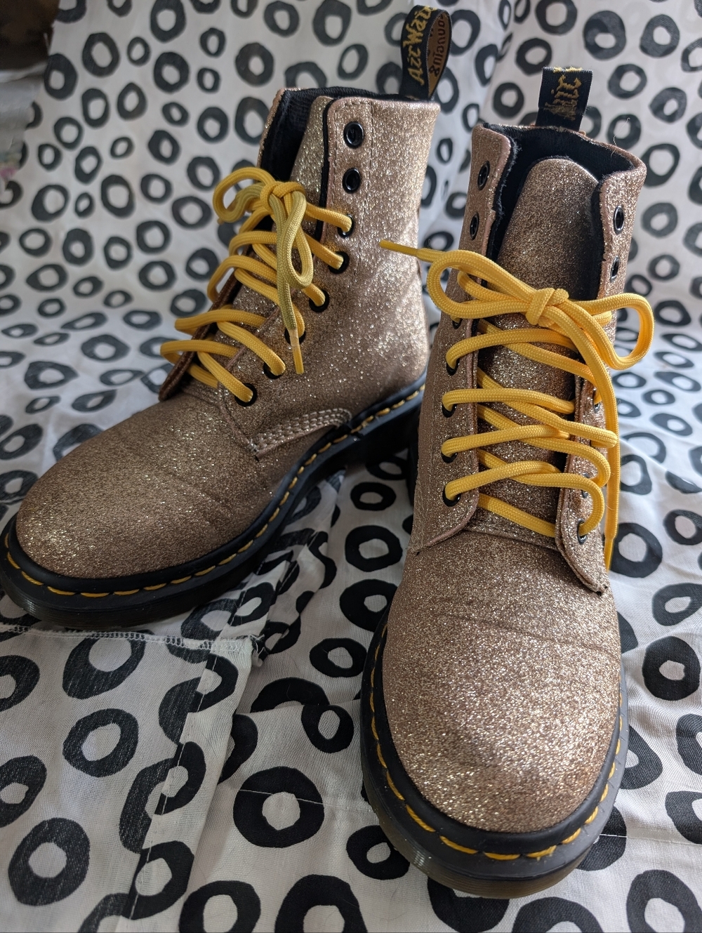 Dr. Martens Women's 1460 Glitter Combat Boot - Rose Gold